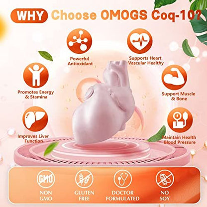 OMOGS CoQ10 400mg Softgels – Hochdosiertes Coenzym Q10 für Herzgesundheit, Immunsystem & Zellenergie, Glutenfrei, 90 Softgels