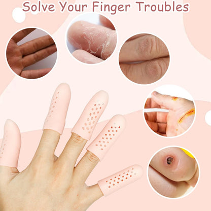 16 Stück Gel-Fingerlinge mit Belüftungslöchern, Atmungsaktive Fingerkuppenschutz-Fingerlinge für Wunden, rissige Finger, Fingerkappen, Handschuhe, Fingerschutz