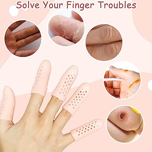 16 Stück Gel-Fingerlinge mit Belüftungslöchern, Atmungsaktive Fingerkuppenschutz-Fingerlinge für Wunden, rissige Finger, Fingerkappen, Handschuhe, Fingerschutz