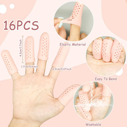 16 Stück Gel-Fingerlinge mit Belüftungslöchern, Atmungsaktive Fingerkuppenschutz-Fingerlinge für Wunden, rissige Finger, Fingerkappen, Handschuhe, Fingerschutz