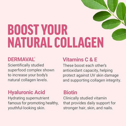 Force Factor Kollagen-Boosting Superfoods – Veganer Kollagen-Booster für Frauen mit Biotin, Hyaluronsäure und Vitamin C – Für Haut, Haare, Nägel und Gelenke – Tropische Frucht – 60 weiche Kautabletten