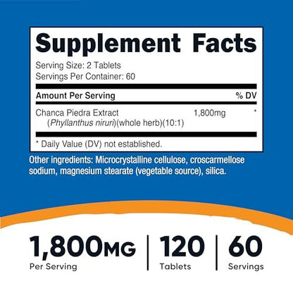 Nutricost Chanca Piedra Extrakt - Steinbrecher - 120 Tabletten, 1800 mg pro Portion, 60 Portionen pro Flasche