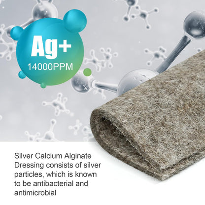 OPTITEKNIK Ag Silver Calcium Alginate Wundauflage Pads 5x5 cm, Packung mit 10 Stück, weiche Silber-Wundauflagen für die Wundversorgung, sanfte, stark saugfähige Wundauflage, nicht haftende Gaze-Pads für Wunden