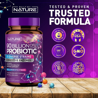 100 Milliarden KBE Probiotikum – Tägliches Verdauungs-Gesundheitspräparat für Männer & Frauen – Lactobacillus acidophilus, Bifidobacterium & Präbiotika – Non-GMO, gluten- & laktosefrei, lagerstabil – 60 Kapseln