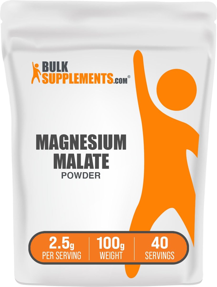 BulkSupplements.com Magnesium Malat Pulver – Hoch bioverfügbares Magnesiumpräparat, geschmacksneutral & glutenfrei, 2,5 g pro Portion, 100 g (3,5 Unzen) (1er-Pack)