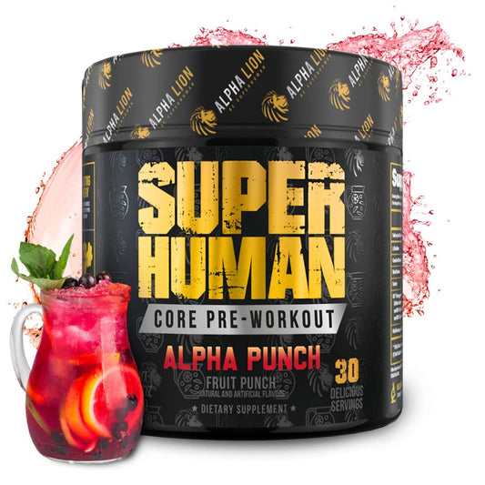 ALPHA LION Core Pre-Workout Pulver mit Kreatin, Beta-Alanin, L-Citrullin & Tri-Quellen-Koffein für langanhaltende Energie (30 Portionen, Fruchtpunsch-Geschmack)