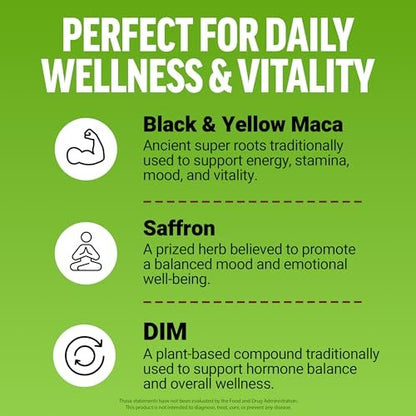 Force Factor Perfect Maca – Maca-Wurzel & DIM Komplex mit Safran für mehr Energie und Stimmung – Dunkle Kirsche, 60 Soft Chews