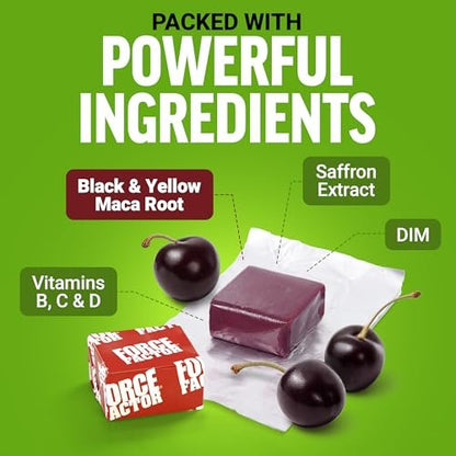 Force Factor Perfect Maca – Maca-Wurzel & DIM Komplex mit Safran für mehr Energie und Stimmung – Dunkle Kirsche, 60 Soft Chews