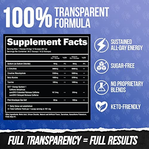 ALPHA LION Core Pre-Workout mit Kreatin, Beta-Alanin, L-Citrullin & Triple-Coffein – 30 Portionen, Blaue Himbeere