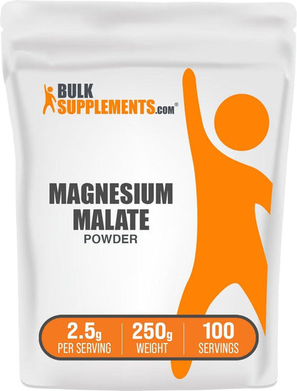 BulkSupplements.com Magnesiummalat Pulver – Hoch bioverfügbares Magnesiumpräparat, geschmacksneutral & glutenfrei, 2,5 g pro Portion, 250 g (8,8 oz) (1er-Pack)