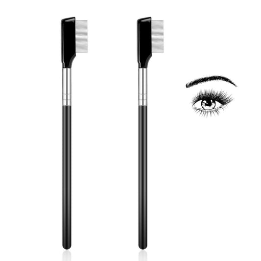 Metall Wimpernkamm & Trenner - 2er-Pack Wimpern- und Augenbrauenbürste mit Metallzinken für Frauen
