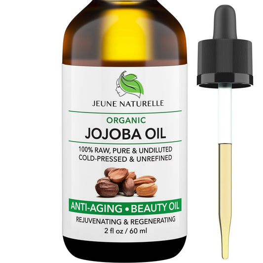 Jeune Naturelle Jojobaöl Bio kaltgepresst - 100% rein, roh, jungfräulich, unverdünnt, unraffiniert - Ideal für Haare, Haut, Haarwachstum, 60 ml