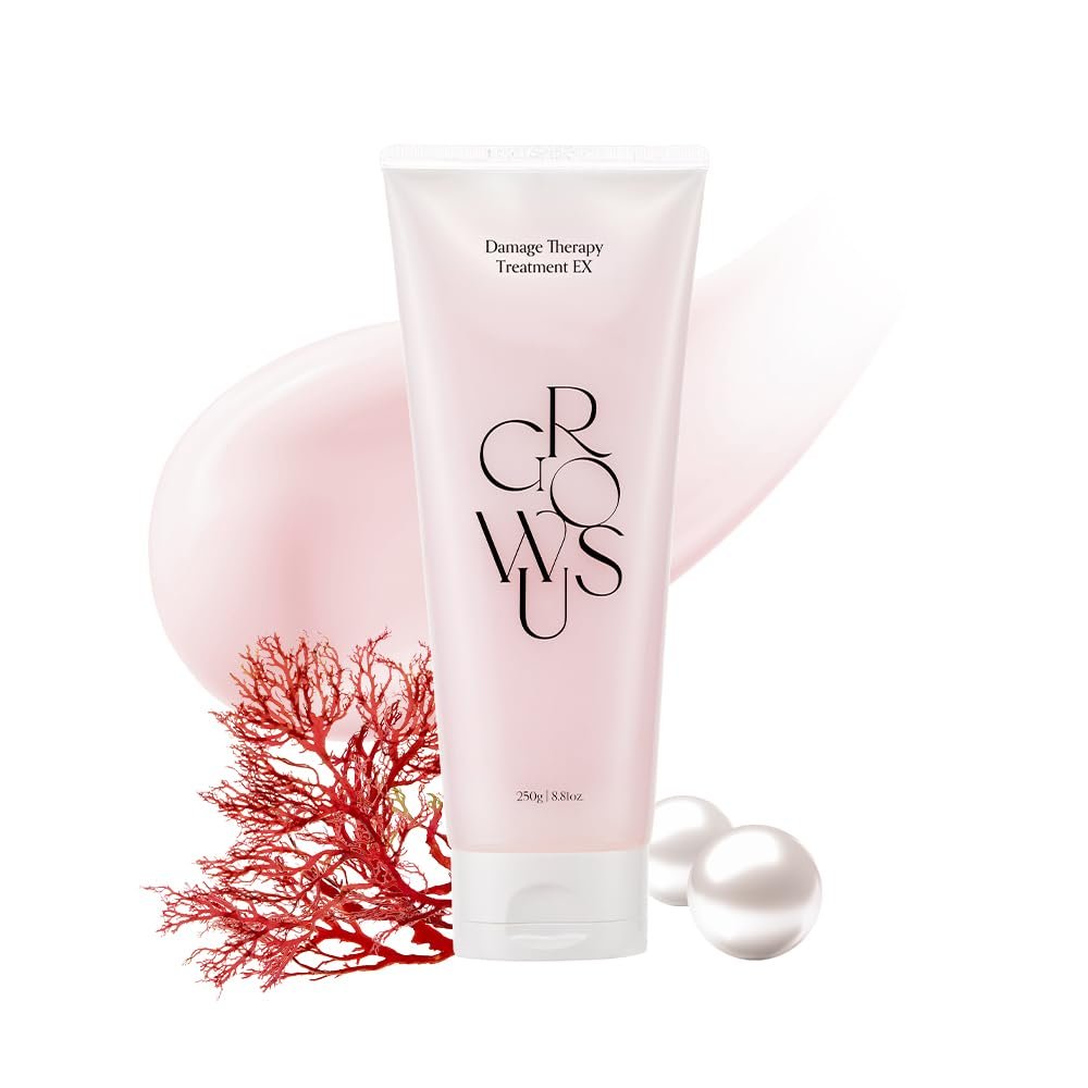GROWUS Damage Therapy Protein Haar Behandlung 220 ml | Reparatur & Feuchtigkeit für trockenes, sprödes Haar | Cremige Tiefenpflege mit Bulgarian Rose Moschus Duft | Paraben- & Sulfatfrei | K-Beauty