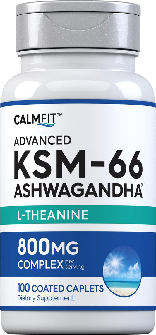 Piping Rock KSM-66 Ashwagandha Extrakt | 800 mg Komplex mit L-Theanin | 100 Kapseln | Vegan, Non-GMO, Glutenfrei