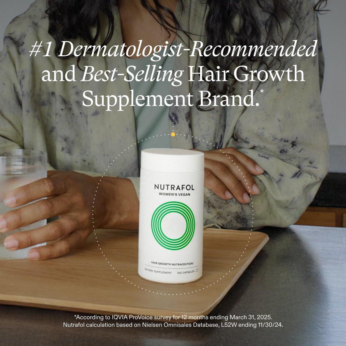 Nutrafol Women Haarpflege-Ergänzungsmittel für Frauen 18-44 Jahre, klinisch getestet für sichtbar dichteres, stärkeres Haar, 100% vegane Inhaltsstoffe, dermatologisch empfohlen - 2-Monats-Vorrat, 2 Packungen