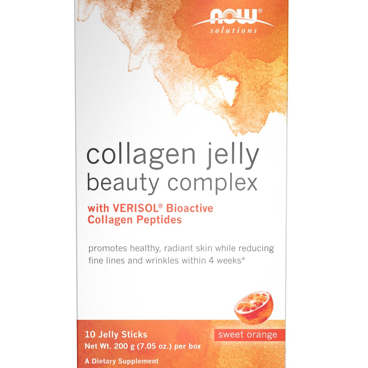Now Foods Solutions Collagen Jelly Beauty Complex mit süßem Orangen-Geschmack, 10 Jelly-Sticks
