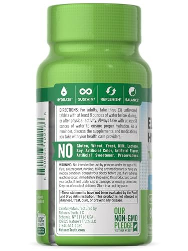 Nature's Truth Elektrolyt-Tabletten | Ohne Zucker | 90 Stück | Vegan, Nicht-GVO & Glutenfrei | Hydratationsergänzung mit Mineralien