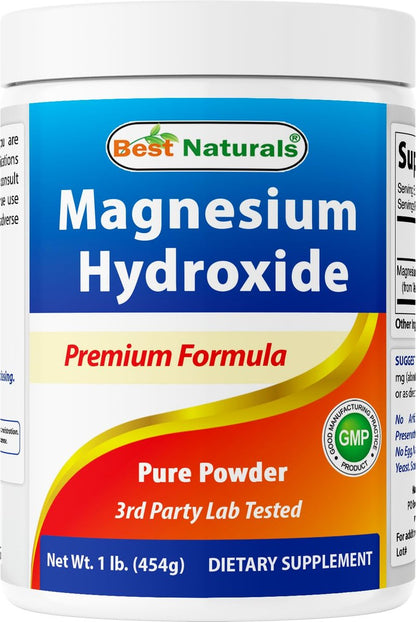 Best Naturals Magnesiumhydroxid-Pulver – 380 mg elementares Magnesium pro Portion – 454 Portionen pro Behälter – 1 Pfund