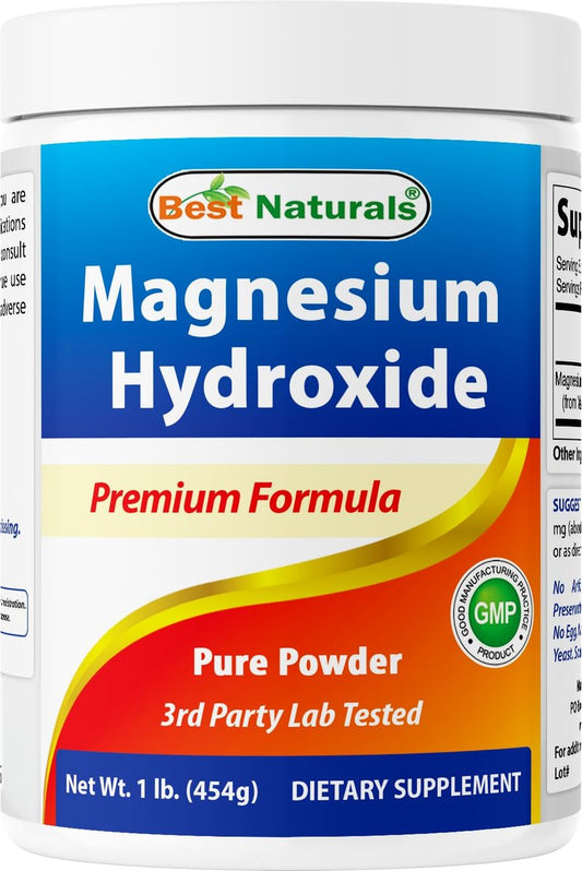 Best Naturals Magnesiumhydroxid-Pulver – 380 mg elementares Magnesium pro Portion – 454 Portionen pro Behälter – 1 Pfund