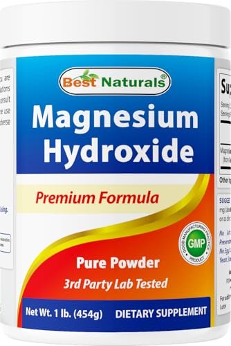 Best Naturals Magnesiumhydroxid-Pulver – 380 mg elementares Magnesium pro Portion – 454 Portionen pro Behälter – 1 Pfund