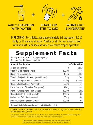Nature's Truth Elektrolyte Pulver | Ohne Zucker | Mit B-Vitaminen | Erfrischender Zitronengeschmack | Veganes, Nicht-GVO & Glutenfreies Hydratationspräparat
