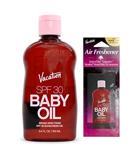 VACATION Baby Oil SPF 30 & Air Freshener Bundle – Feuchtigkeitsspendend & Pflegend, Mineralölfrei, Leichte Formel, Transparent auf allen Hauttönen, Reisegröße Sonnenschutz, 100 ml