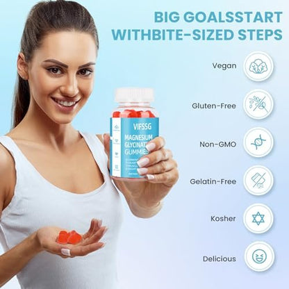 Magnesium Glycinat Gummies 400mg für Männer und Frauen – Zuckerfreie Magnesium-Gummibärchen mit Magnesium Advanced Complex, vegan, organisch, 60 Stück