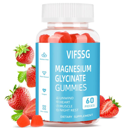 Magnesium Glycinat Gummies 400mg für Männer und Frauen – Zuckerfreie Magnesium-Gummibärchen mit Magnesium Advanced Complex, vegan, organisch, 60 Stück