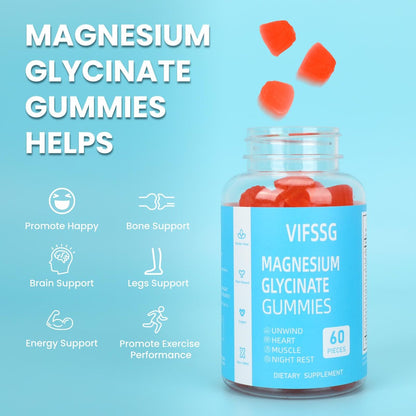 Magnesium Glycinat Gummies 400mg für Männer und Frauen – Zuckerfreie Magnesium-Gummibärchen mit Magnesium Advanced Complex, vegan, organisch, 60 Stück