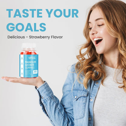 Magnesium Glycinat Gummies 400mg für Männer und Frauen – Zuckerfreie Magnesium-Gummibärchen mit Magnesium Advanced Complex, vegan, organisch, 60 Stück