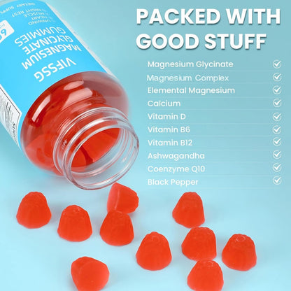 Magnesium Glycinat Gummies 400mg für Männer und Frauen – Zuckerfreie Magnesium-Gummibärchen mit Magnesium Advanced Complex, vegan, organisch, 60 Stück