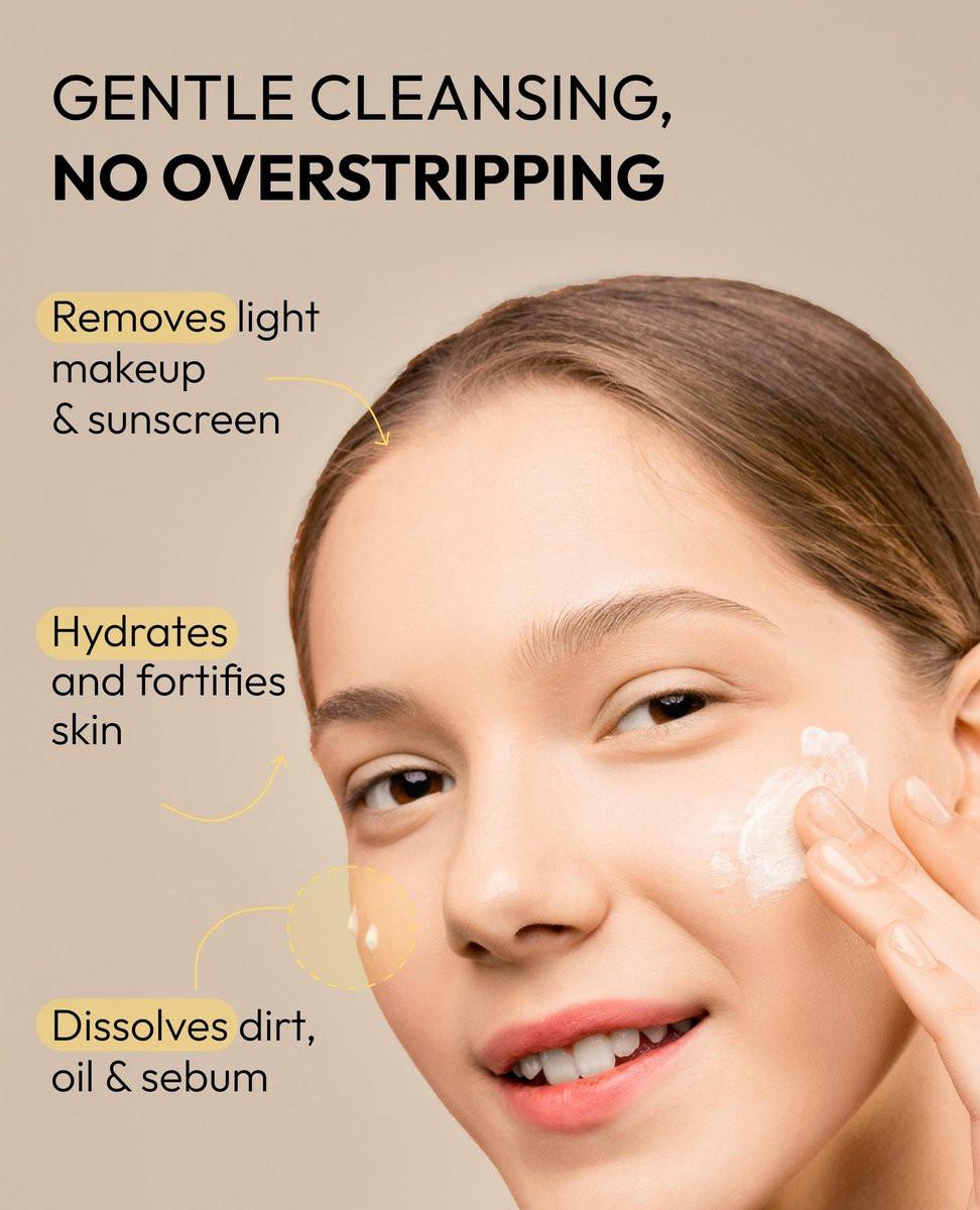 De:maf All Day Glow Creamy Milk Cleanser – Sanfte Gesichtsreinigung für empfindliche Haut mit Hyaluronsäure, Ceramiden & Panthenol (300 ml)