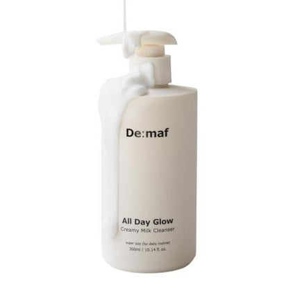De:maf All Day Glow Creamy Milk Cleanser – Sanfte Gesichtsreinigung für empfindliche Haut mit Hyaluronsäure, Ceramiden & Panthenol (300 ml)