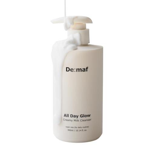 De:maf All Day Glow Creamy Milk Cleanser – Sanfte Gesichtsreinigung für empfindliche Haut mit Hyaluronsäure, Ceramiden & Panthenol (300 ml)