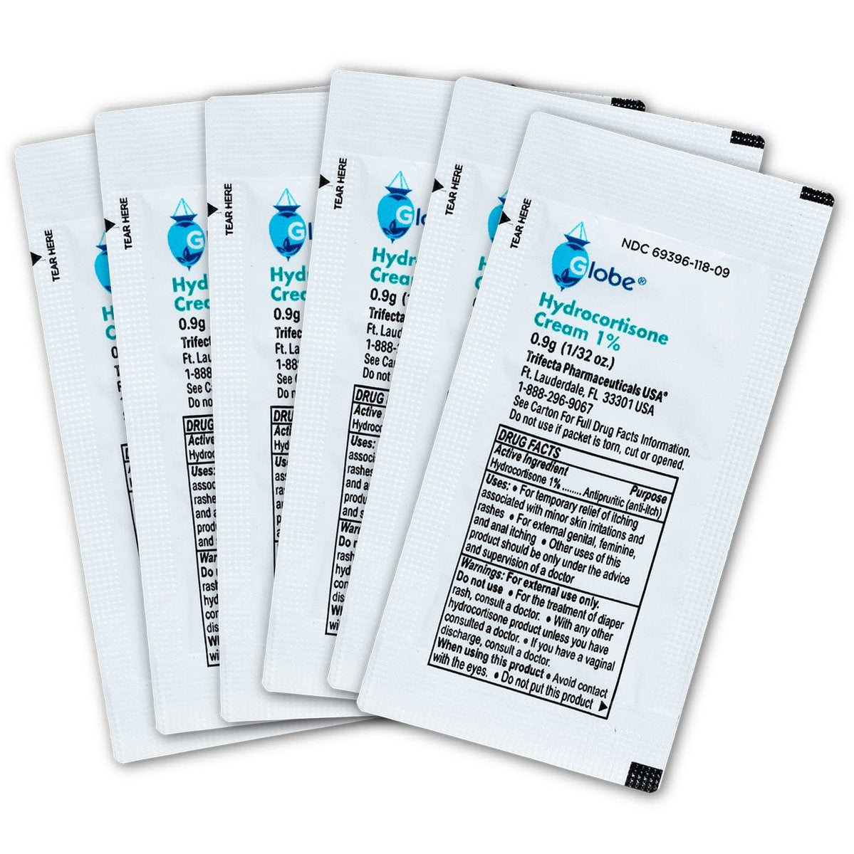 Globe Hydrocortison 1% Maximum Stärke Creme (25 Packungen à 0,9 g) – Anti-Juckreiz Creme gegen Rötungen, Schwellungen, Juckreiz, Hautausschlag, Insektenstiche, Ekzeme und mehr