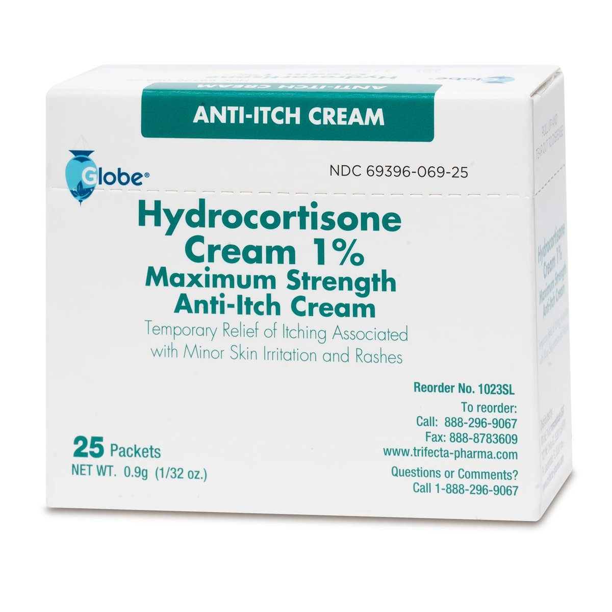 Globe Hydrocortison 1% Maximum Stärke Creme (25 Packungen à 0,9 g) – Anti-Juckreiz Creme gegen Rötungen, Schwellungen, Juckreiz, Hautausschlag, Insektenstiche, Ekzeme und mehr