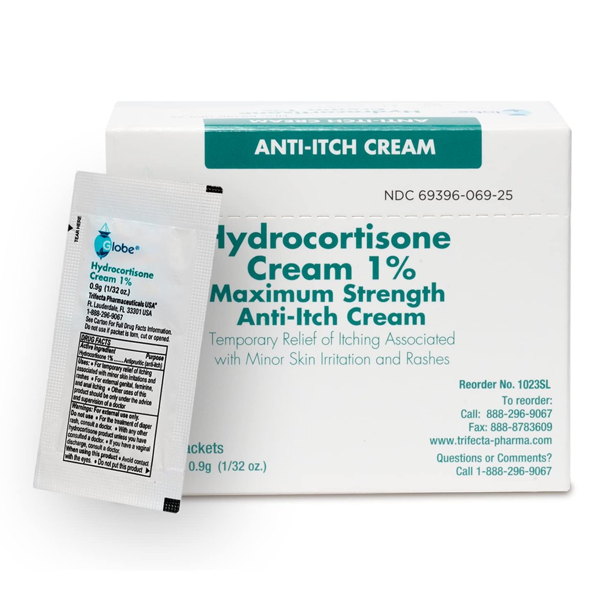 Globe Hydrocortison 1% Maximum Stärke Creme (25 Packungen à 0,9 g) – Anti-Juckreiz Creme gegen Rötungen, Schwellungen, Juckreiz, Hautausschlag, Insektenstiche, Ekzeme und mehr