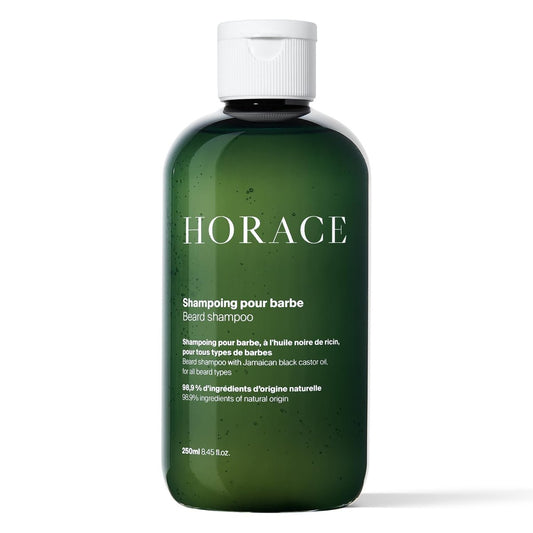 HORACE Bartshampoo für Männer - Sulfatfreie Reinigung mit Rizinusöl - Sanfte Bartpflege für alle Hauttypen - Holziger, aromatischer Duft, 250 ml