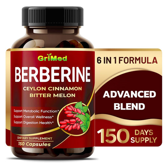 GriMed Berberin Komplex 9.500 mg mit Ceylon Zimt und Bittermelone – Unterstützt das Immunsystem, 150 Kapseln