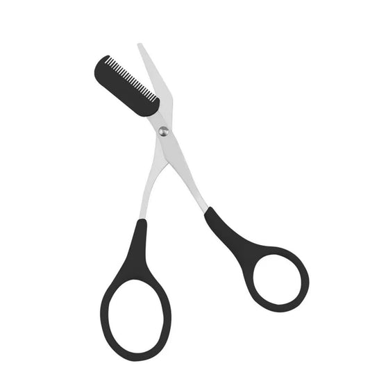 XUJINCN Augenbrauen-Trimmerschere mit Kamm (abnehmbar) – Präzises Augenbrauen-Grooming-Tool für Frauen, Edelstahl, rutschfester Griff, Schwarz