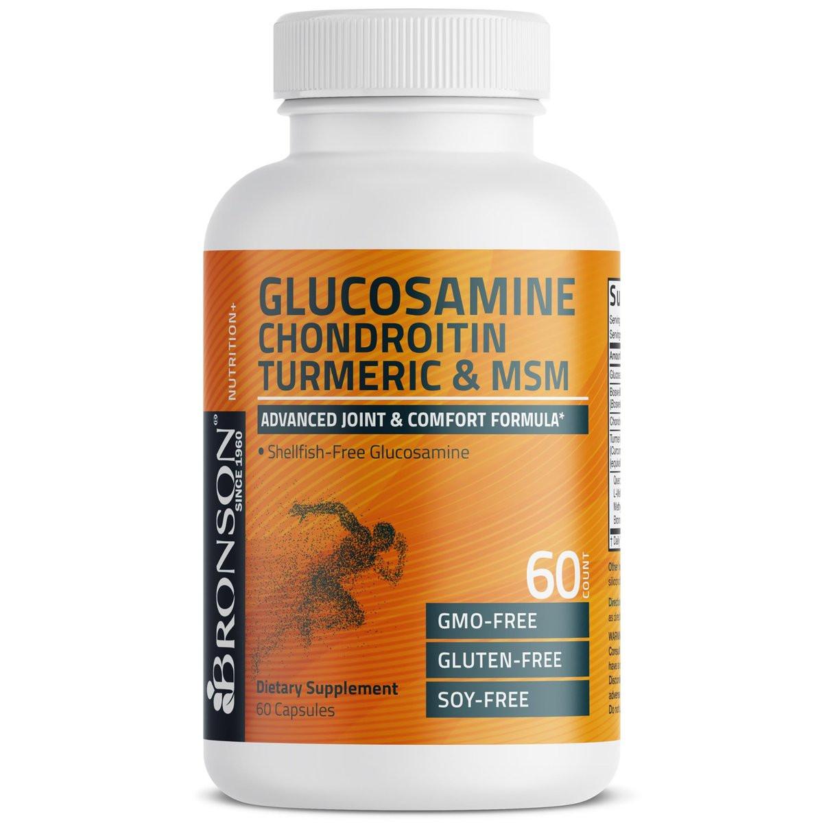 Bronson Glucosamin Chondroitin Curcumin & MSM – Fortschrittliche Gelenk- und Knorpelformel, Unterstützt gesunde Gelenke, Beweglichkeit & Knorpel – Nicht-GVO, 60 Kapseln