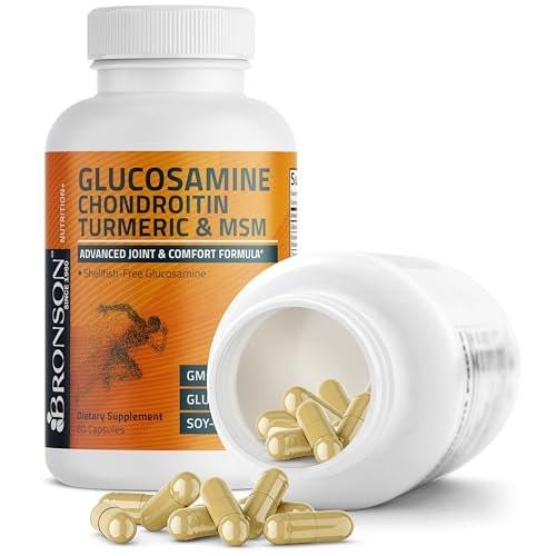 Bronson Glucosamin Chondroitin Curcumin & MSM – Fortschrittliche Gelenk- und Knorpelformel, Unterstützt gesunde Gelenke, Beweglichkeit & Knorpel – Nicht-GVO, 60 Kapseln