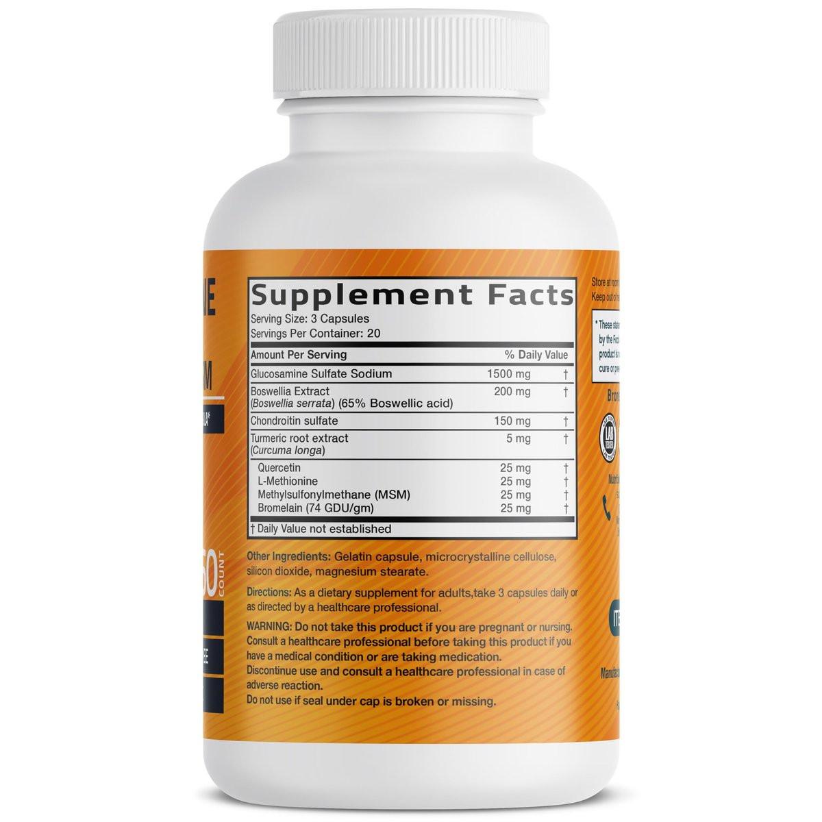 Bronson Glucosamin Chondroitin Curcumin & MSM – Fortschrittliche Gelenk- und Knorpelformel, Unterstützt gesunde Gelenke, Beweglichkeit & Knorpel – Nicht-GVO, 60 Kapseln