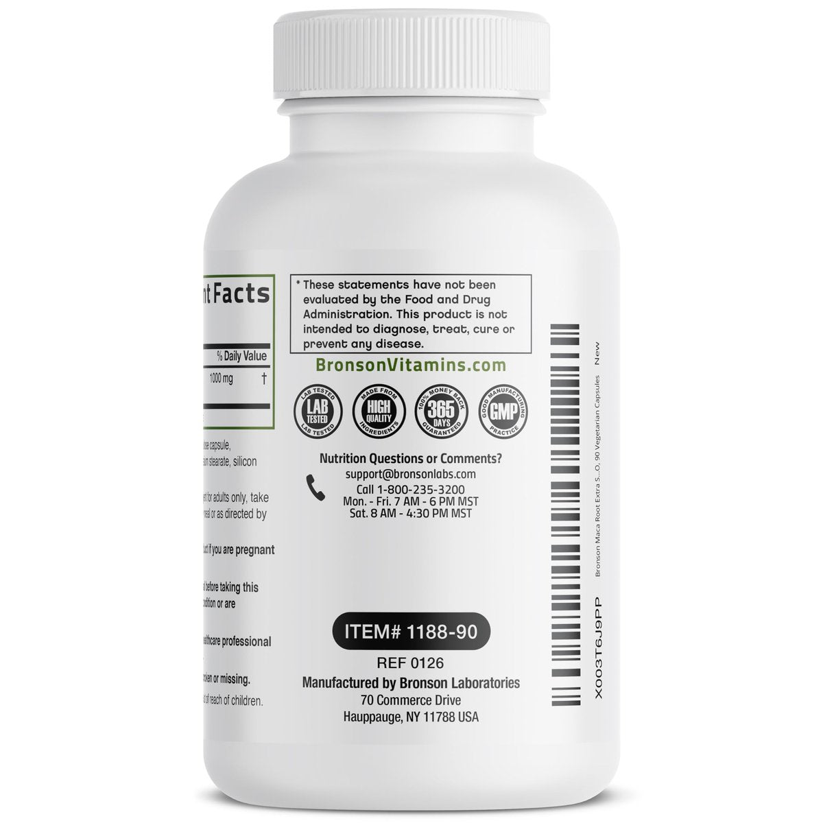 Bronson Maca Root Extra Lepidium Meyenii, Non-GMO, 90 Vegetarische Kapseln