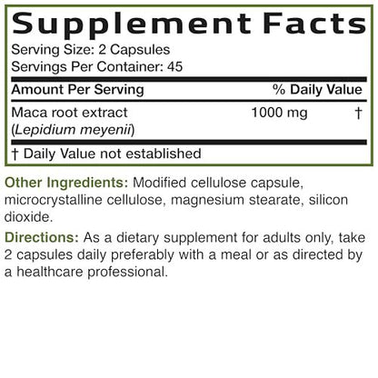 Bronson Maca Root Extra Lepidium Meyenii, Non-GMO, 120 Kapseln (pflanzlich)