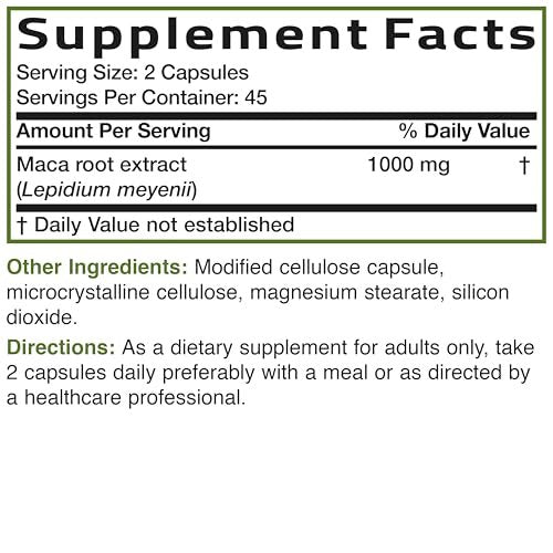 Bronson Maca Root Extra Lepidium Meyenii, Non-GMO, 90 Vegetarische Kapseln