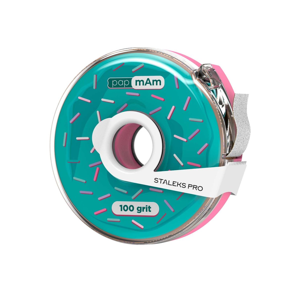 STALEKS PRO Disco-Weißes Schleifband ohne Kleber PapmAM Expert – 100er Körnung – 7 m Rolle in Kunststoffbox – Professionelle Nagelformung – Maniküre & Pediküre