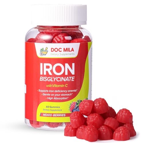Eisenpräparat für Kinder und Erwachsene – Eisenbisglycinat Gummis 25 mg mit liposomalem Vitamin C – Chelat-Eisen für Frauen und Männer – 60 Gummis, 1 Monatsvorrat