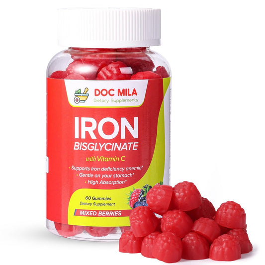 Eisenpräparat für Kinder und Erwachsene – Eisenbisglycinat Gummis 25 mg mit liposomalem Vitamin C – Chelat-Eisen für Frauen und Männer – 60 Gummis, 1 Monatsvorrat