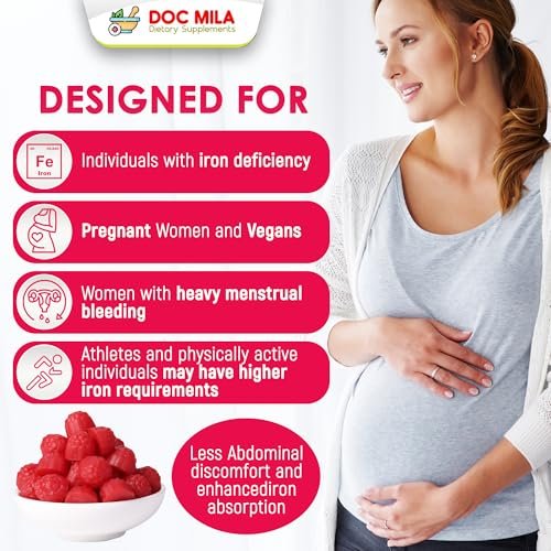 Eisenpräparat für Kinder und Erwachsene – Eisenbisglycinat Gummis 25 mg mit liposomalem Vitamin C – Chelat-Eisen für Frauen und Männer – 60 Gummis, 1 Monatsvorrat